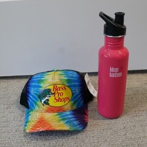 Bass Pro Shop Tye-Dye Snapback NWT / Klean Kanteen Water Bottle (2-Pack)~